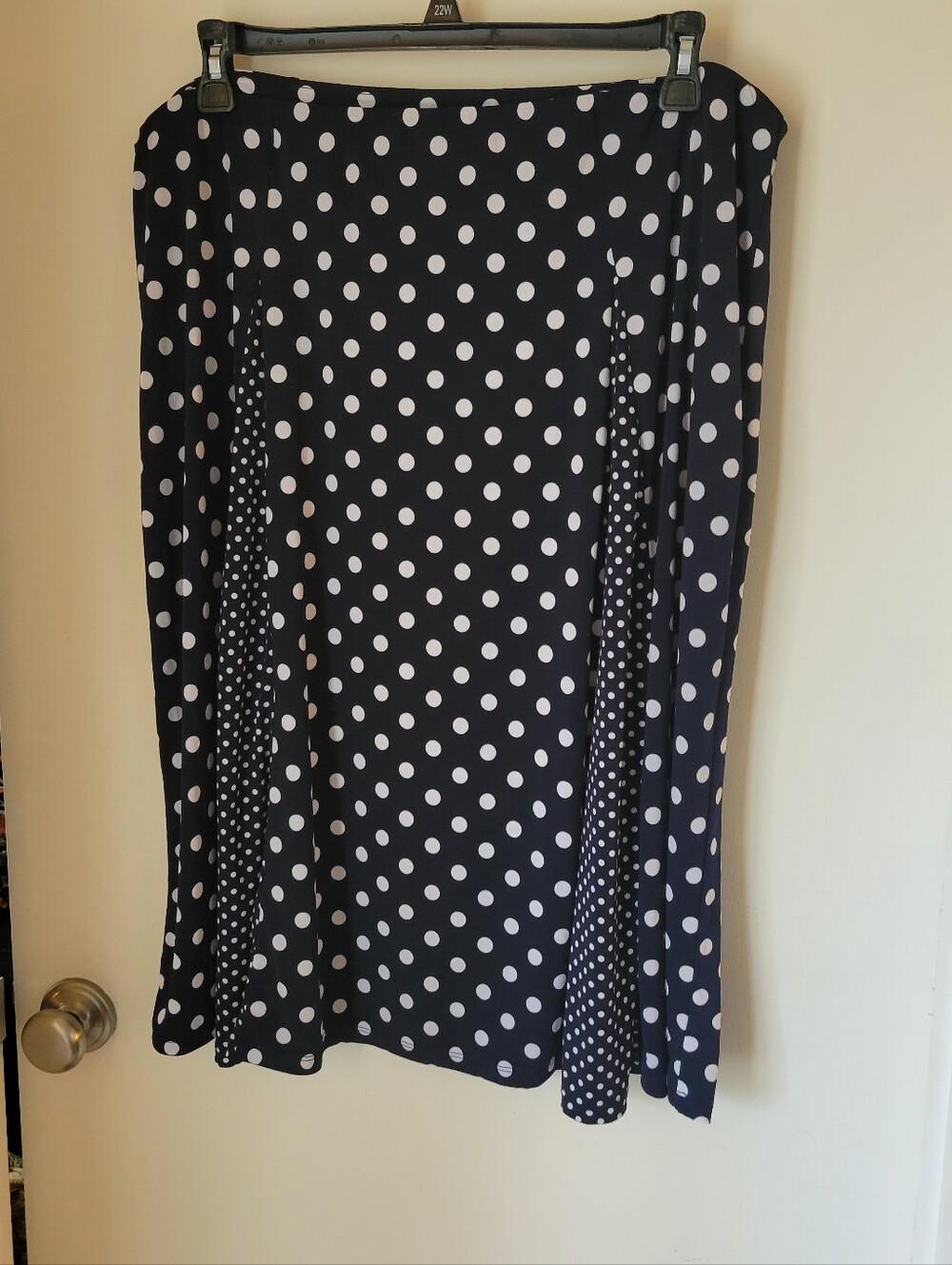 Polka Dot Navy Blue and White Midi Skirt